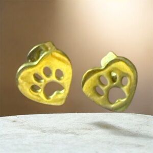 Heart Shaped Paw Print Earrings